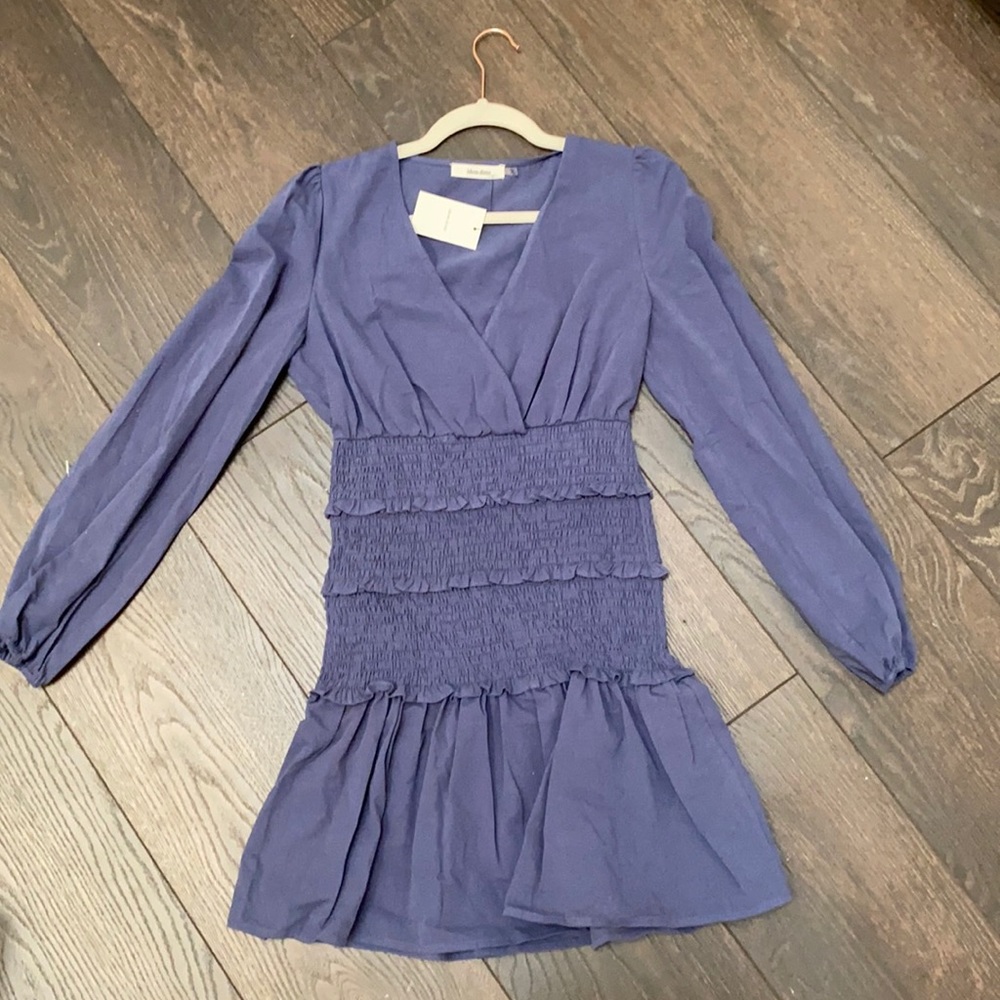 Never worn blue cinched long sleeve dress from Red Dress Boutique !